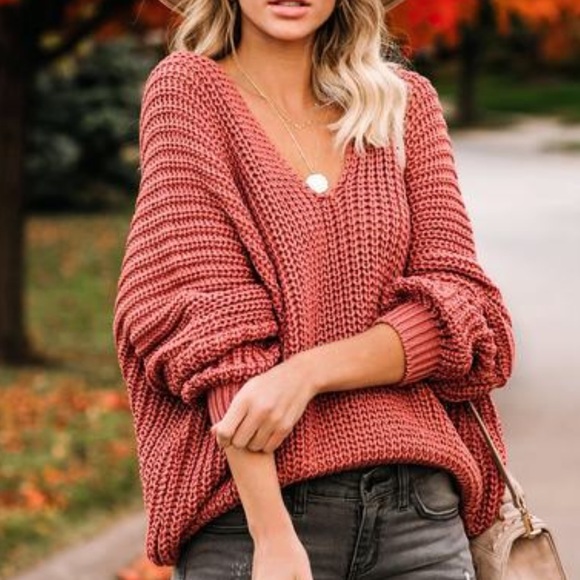 Vici Sweaters - VICI Oversized chunky V neck sweater